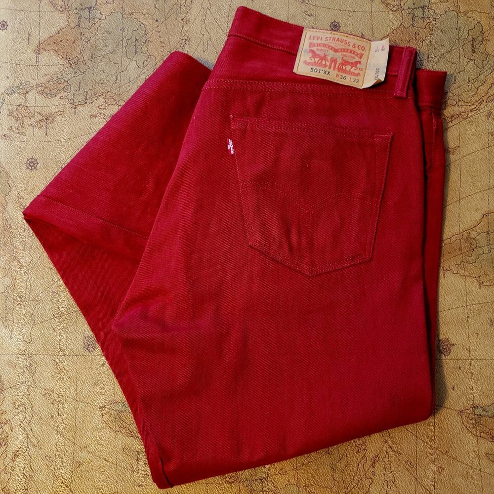 Levi's 501 Original Shrink to Fit Men's Jeans Red W36 L32